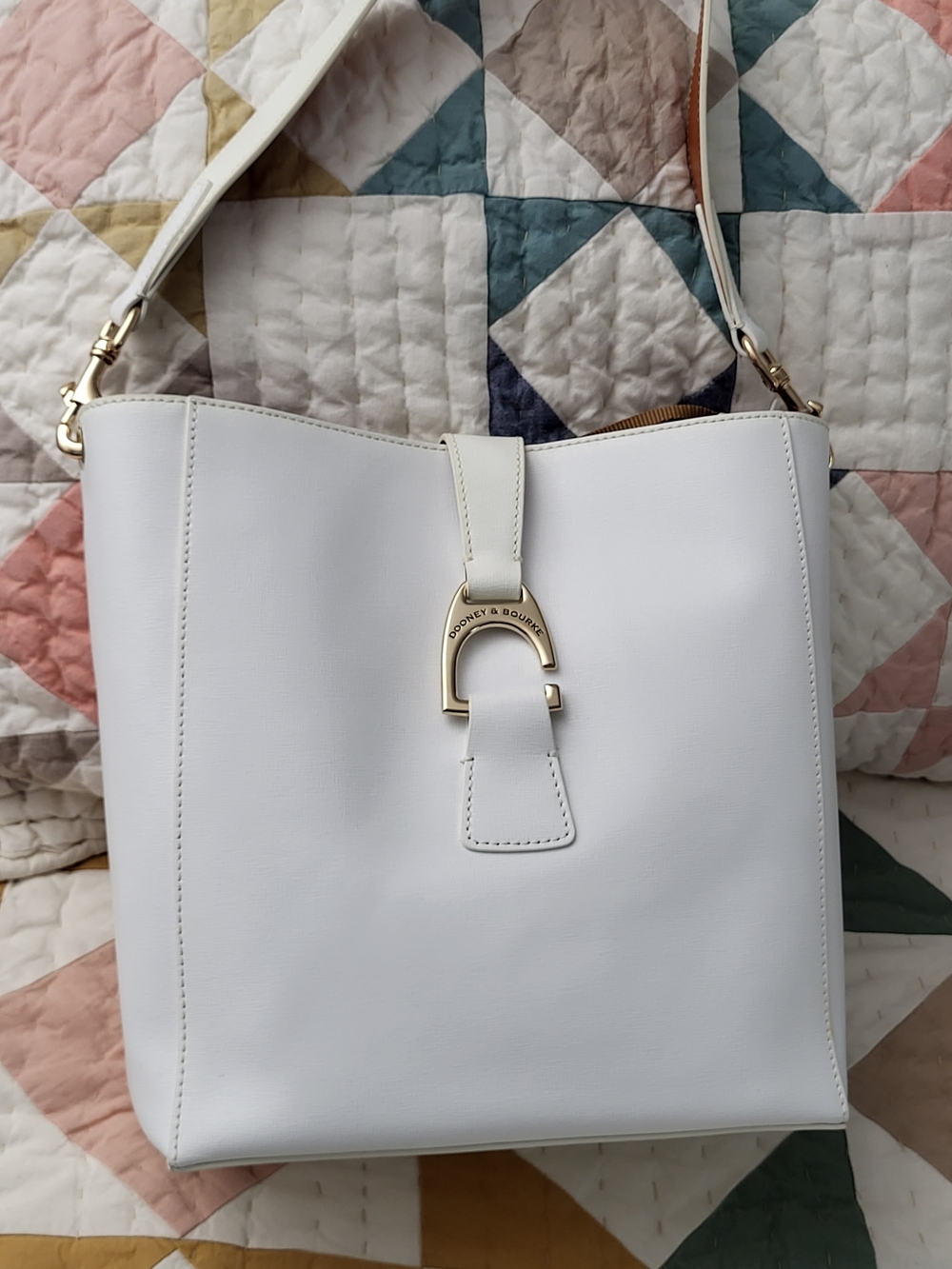 Dooney & Bourke Ashby White Leather Shoulder Bag with Gold Hardware - Picture 10 of 13